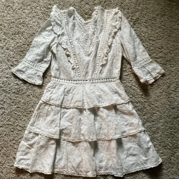 The Kooples | Dresses | The Kooples White Lace Ruffle Dress Size 3 Us 6 White  Lace 10 Cotton | Poshmark